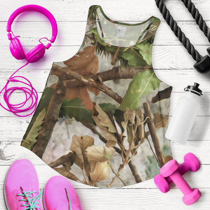 Camo Realistic Tree Forest Print Women Racerback Tank Top