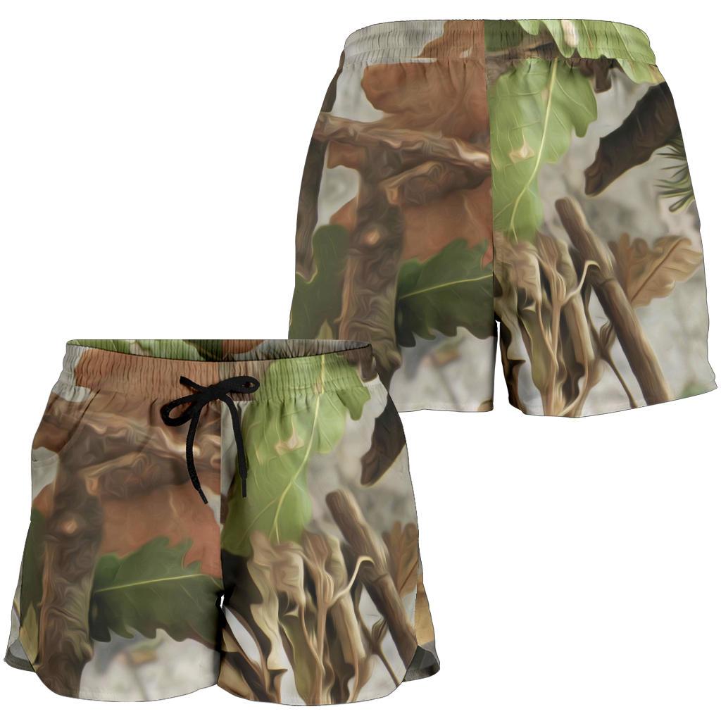 Camo Realistic Tree Forest Print Women Shorts-JTAMIGO.COM