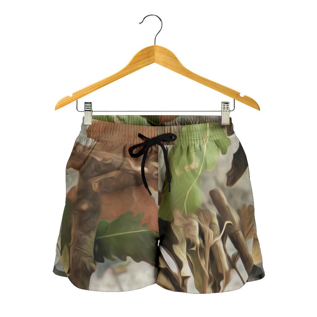Camo Realistic Tree Forest Print Women Shorts-JTAMIGO.COM