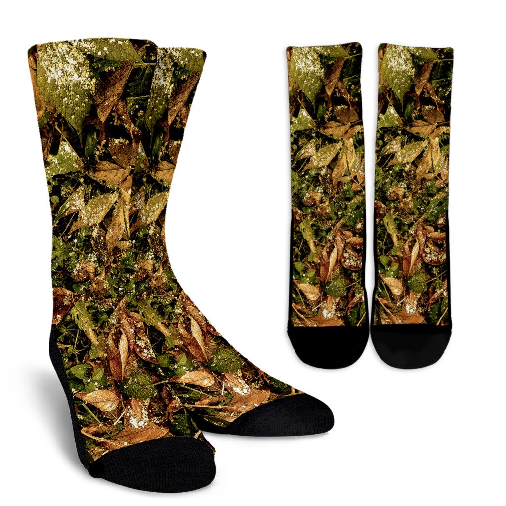 Camo Realistic Tree Forest Texture Print Crew Socks
