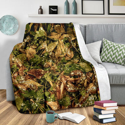 Camo Realistic Tree Forest Texture Print Fleece Blanket