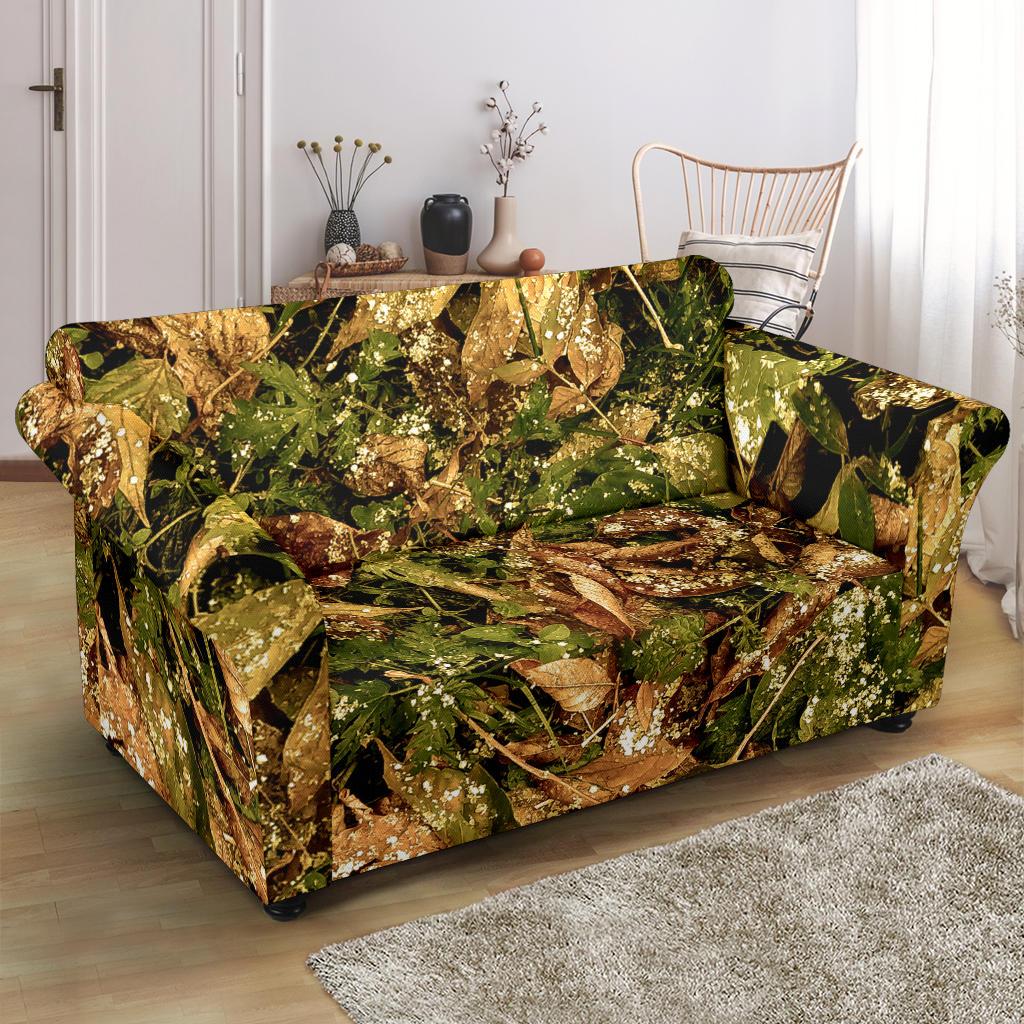 Camo Realistic Tree Forest Texture Print Loveseat Slipcover-JTAMIGO.COM