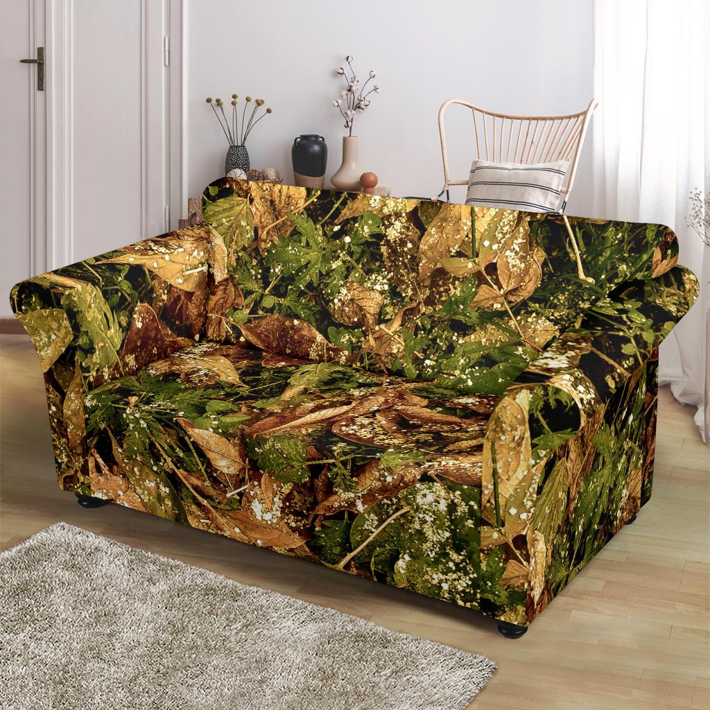Camo Realistic Tree Forest Texture Print Loveseat Slipcover-JTAMIGO.COM