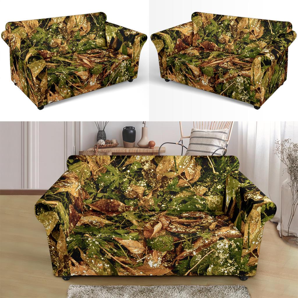 Camo Realistic Tree Forest Texture Print Loveseat Slipcover-JTAMIGO.COM