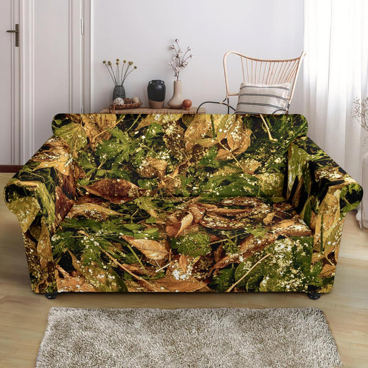 Camo Realistic Tree Forest Texture Print Loveseat Slipcover-JTAMIGO.COM