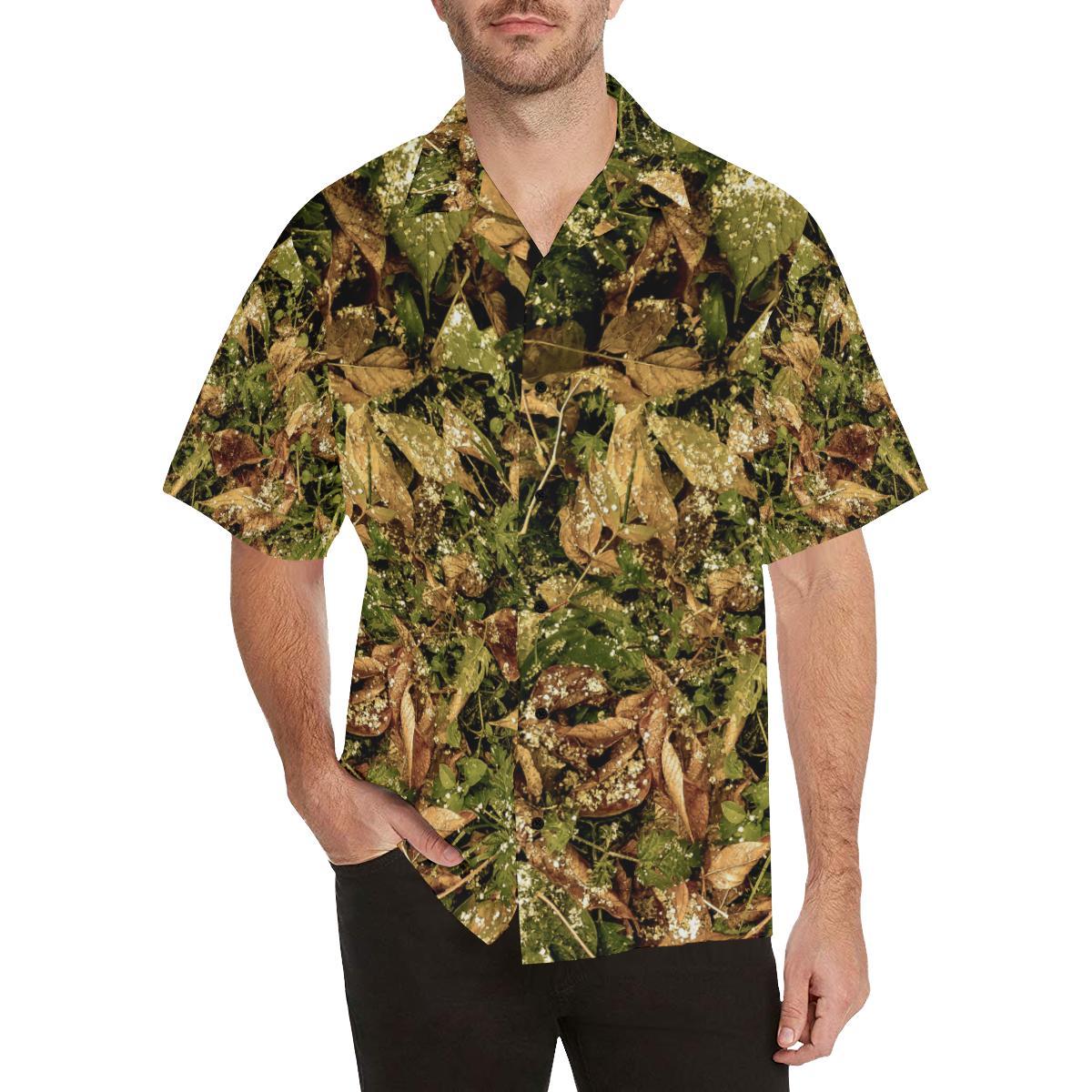 Camo Realistic Tree Forest Texture Print Men Aloha Hawaiian Shirt