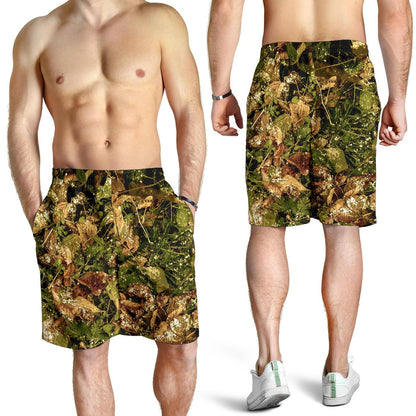 Camo Realistic Tree Forest Texture Print Mens Shorts-JTAMIGO.COM