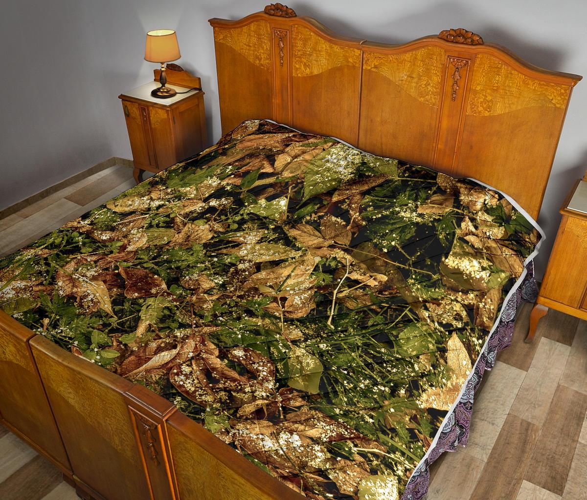 Camo Realistic Tree Forest Texture Print Premium Quilt-JTAMIGO.COM