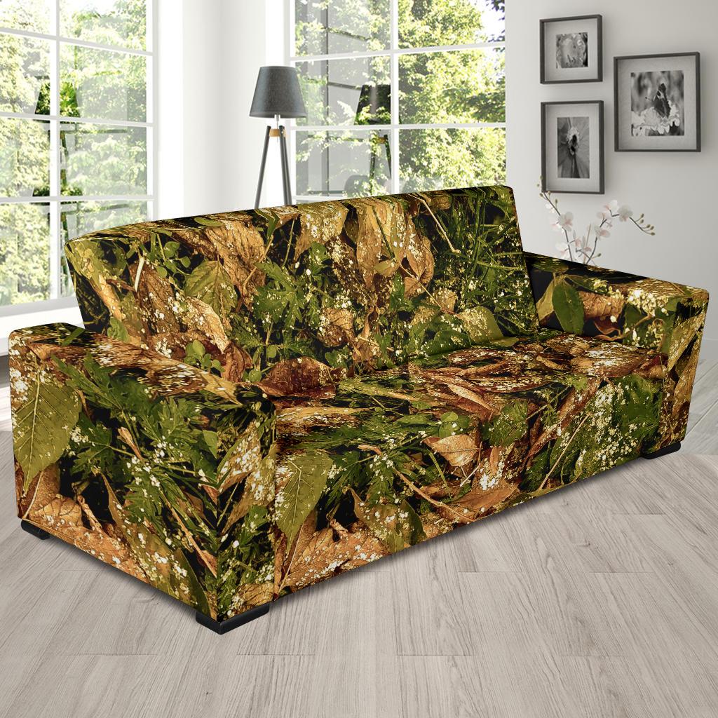 Camo Realistic Tree Forest Texture Print Sofa Slipcover-JTAMIGO.COM
