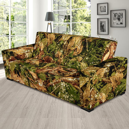 Camo Realistic Tree Forest Texture Print Sofa Slipcover-JTAMIGO.COM