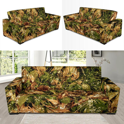 Camo Realistic Tree Forest Texture Print Sofa Slipcover-JTAMIGO.COM