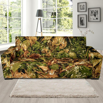 Camo Realistic Tree Forest Texture Print Sofa Slipcover-JTAMIGO.COM