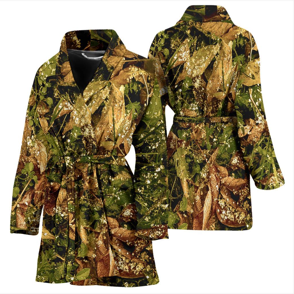 Camo Realistic Tree Forest Texture Print Women Bath Robe-JTAMIGO.COM