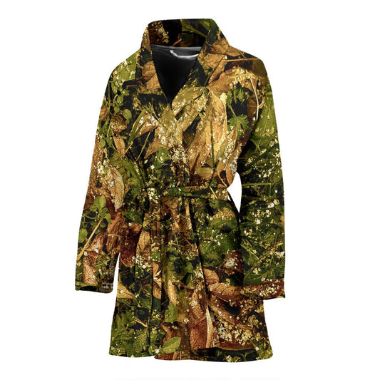 Camo Realistic Tree Forest Texture Print Women Bath Robe-JTAMIGO.COM