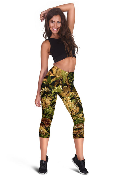 Camo Realistic Tree Forest Texture Print Women Capris