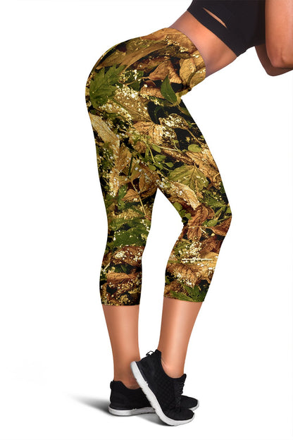 Camo Realistic Tree Forest Texture Print Women Capris