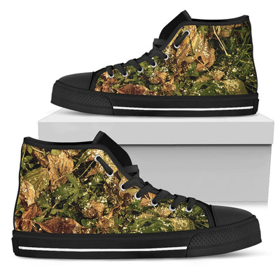 Camo Realistic Tree Forest Texture Print Women High Top Shoes