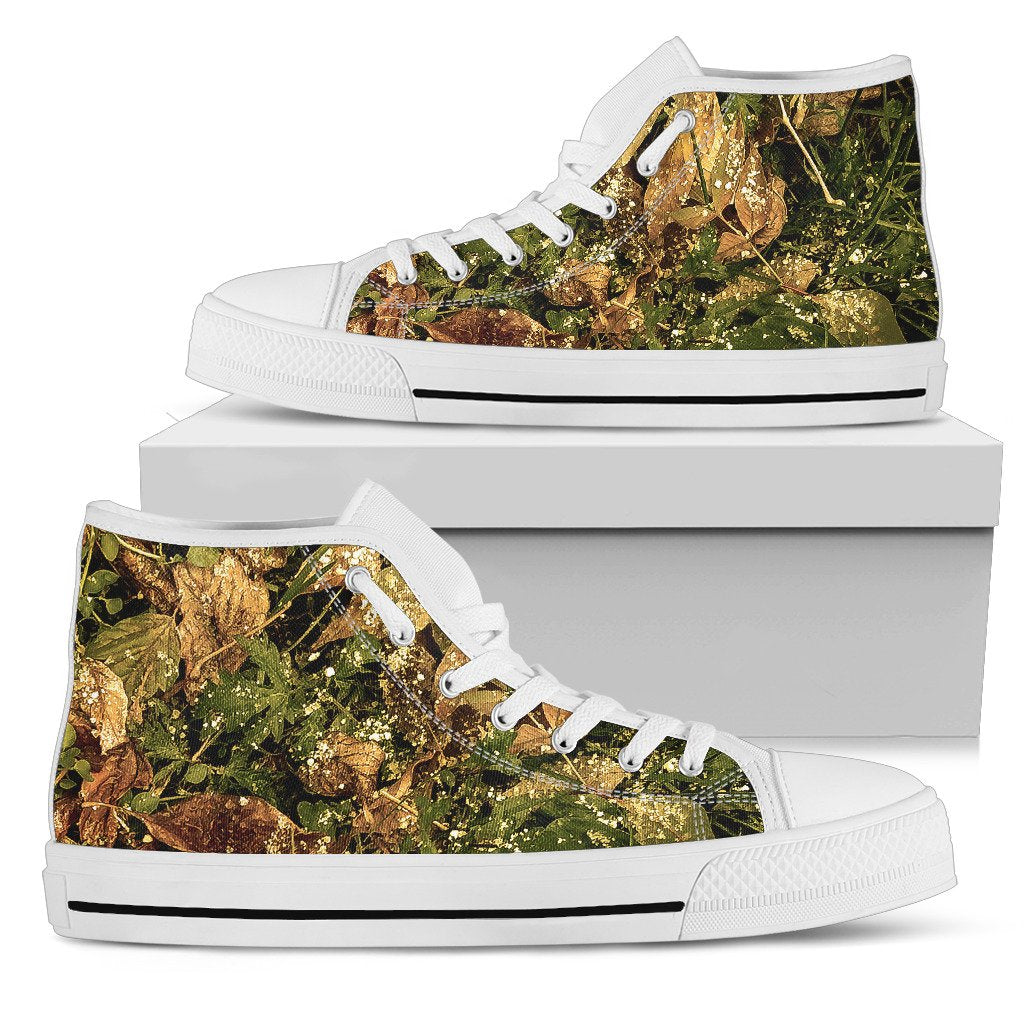 Camo Realistic Tree Forest Texture Print Women High Top Shoes