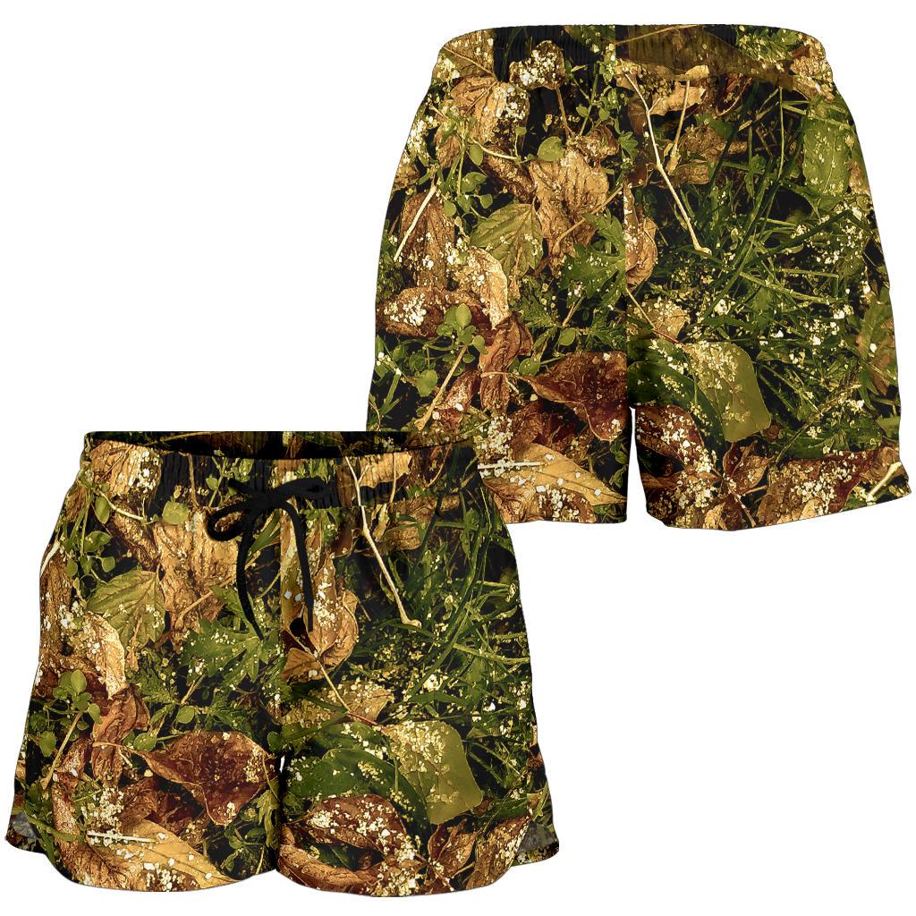 Camo Realistic Tree Forest Texture Print Women Shorts-JTAMIGO.COM