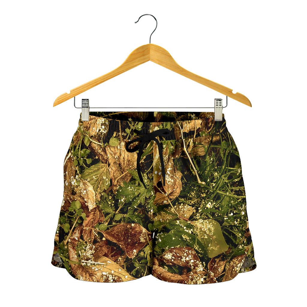 Camo Realistic Tree Forest Texture Print Women Shorts-JTAMIGO.COM