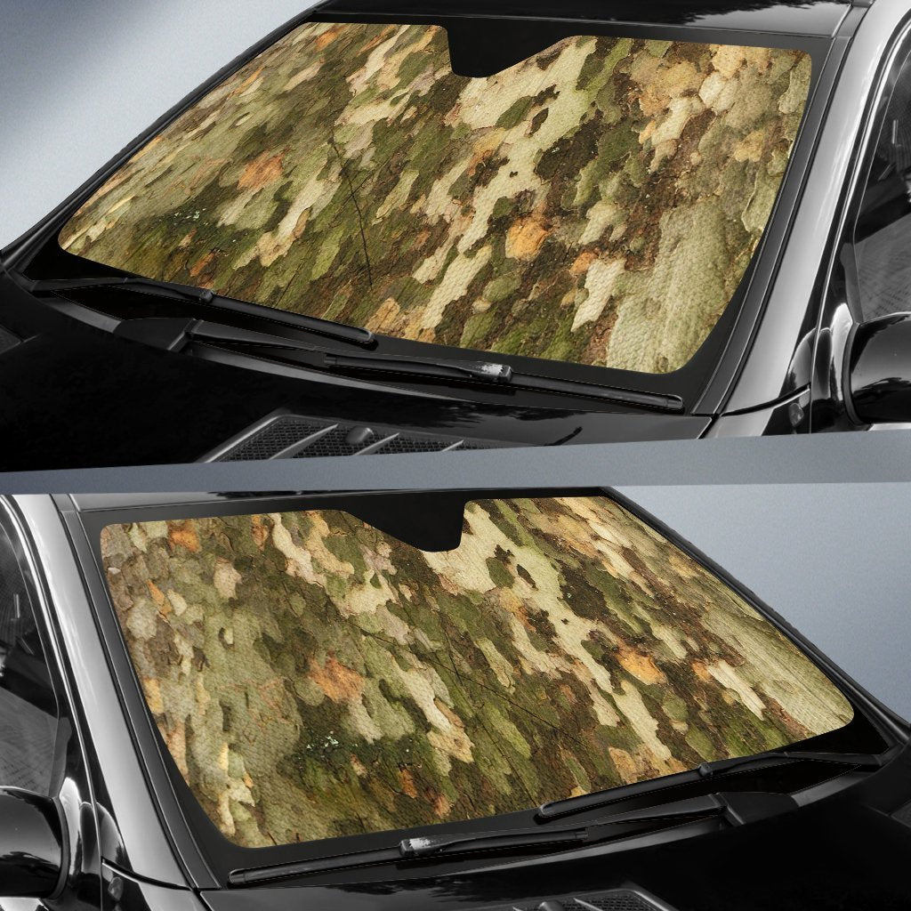Camo Realistic Tree Texture Print Car Sun Shade For Windshield