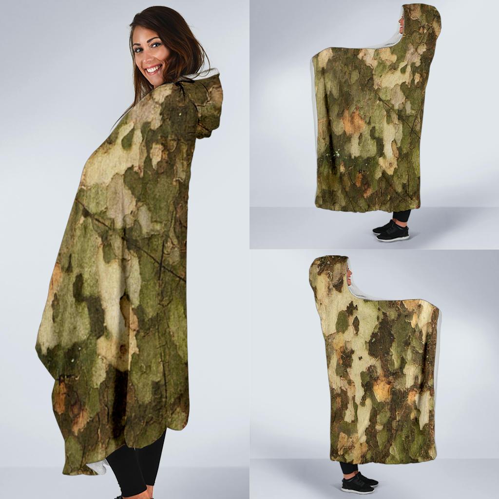Camo Realistic Tree Texture Print Hooded Blanket-JTAMIGO.COM