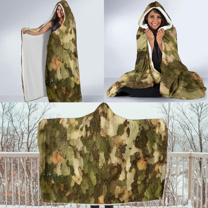 Camo Realistic Tree Texture Print Hooded Blanket-JTAMIGO.COM