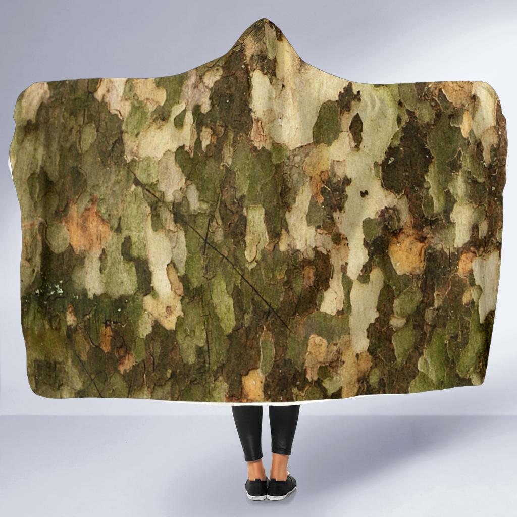 Camo Realistic Tree Texture Print Hooded Blanket-JTAMIGO.COM