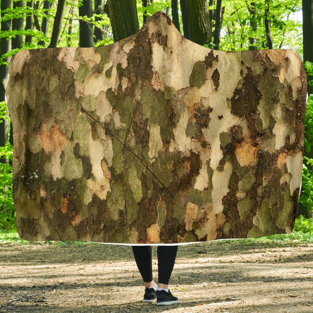 Camo Realistic Tree Texture Print Hooded Blanket-JTAMIGO.COM
