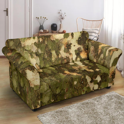 Camo Realistic Tree Texture Print Loveseat Slipcover-JTAMIGO.COM