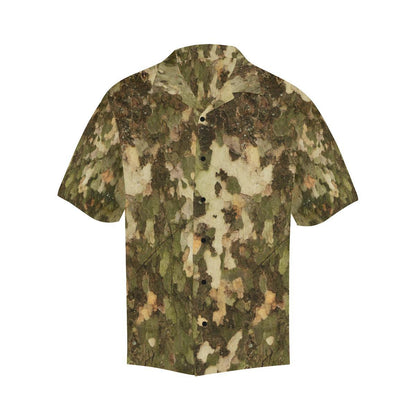 Camo Realistic Tree Texture Print Men Aloha Hawaiian Shirt