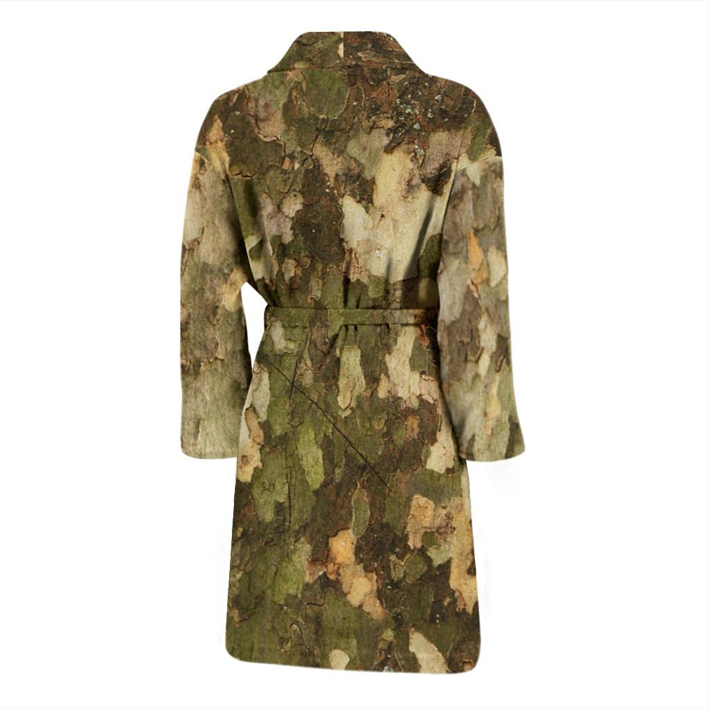 Camo Realistic Tree Texture Print Men Bath Robe-JTAMIGO.COM