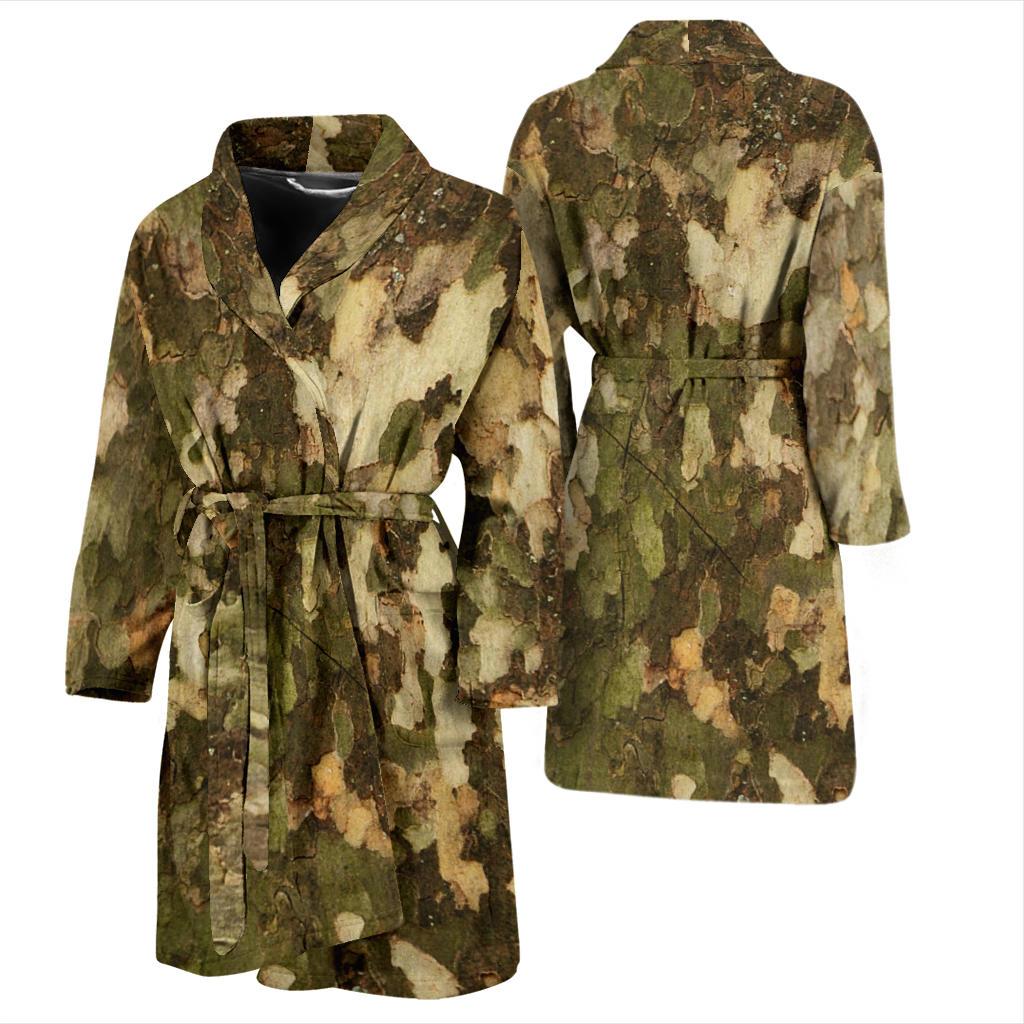 Camo Realistic Tree Texture Print Men Bath Robe-JTAMIGO.COM