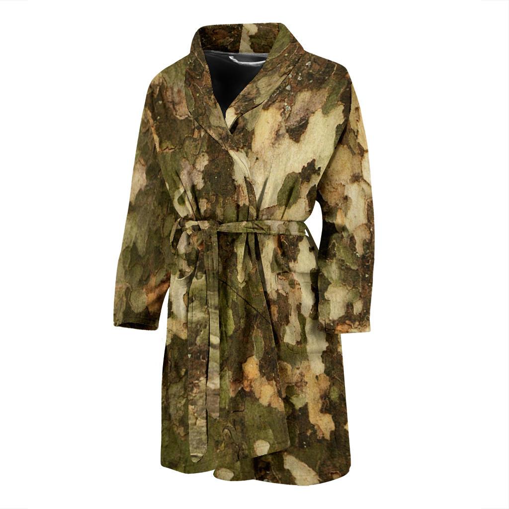 Camo Realistic Tree Texture Print Men Bath Robe-JTAMIGO.COM