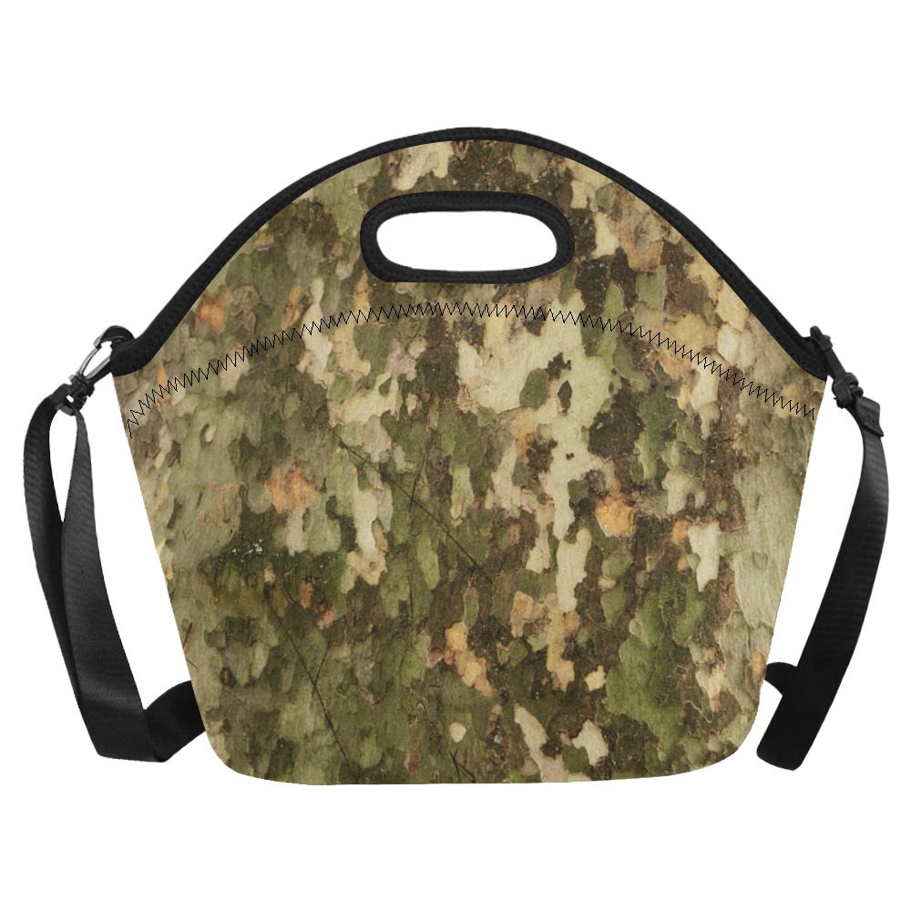 Camo Realistic Tree Texture Print Neoprene Lunch Bag (Model 1669)(Large)-JTAMIGO.COM