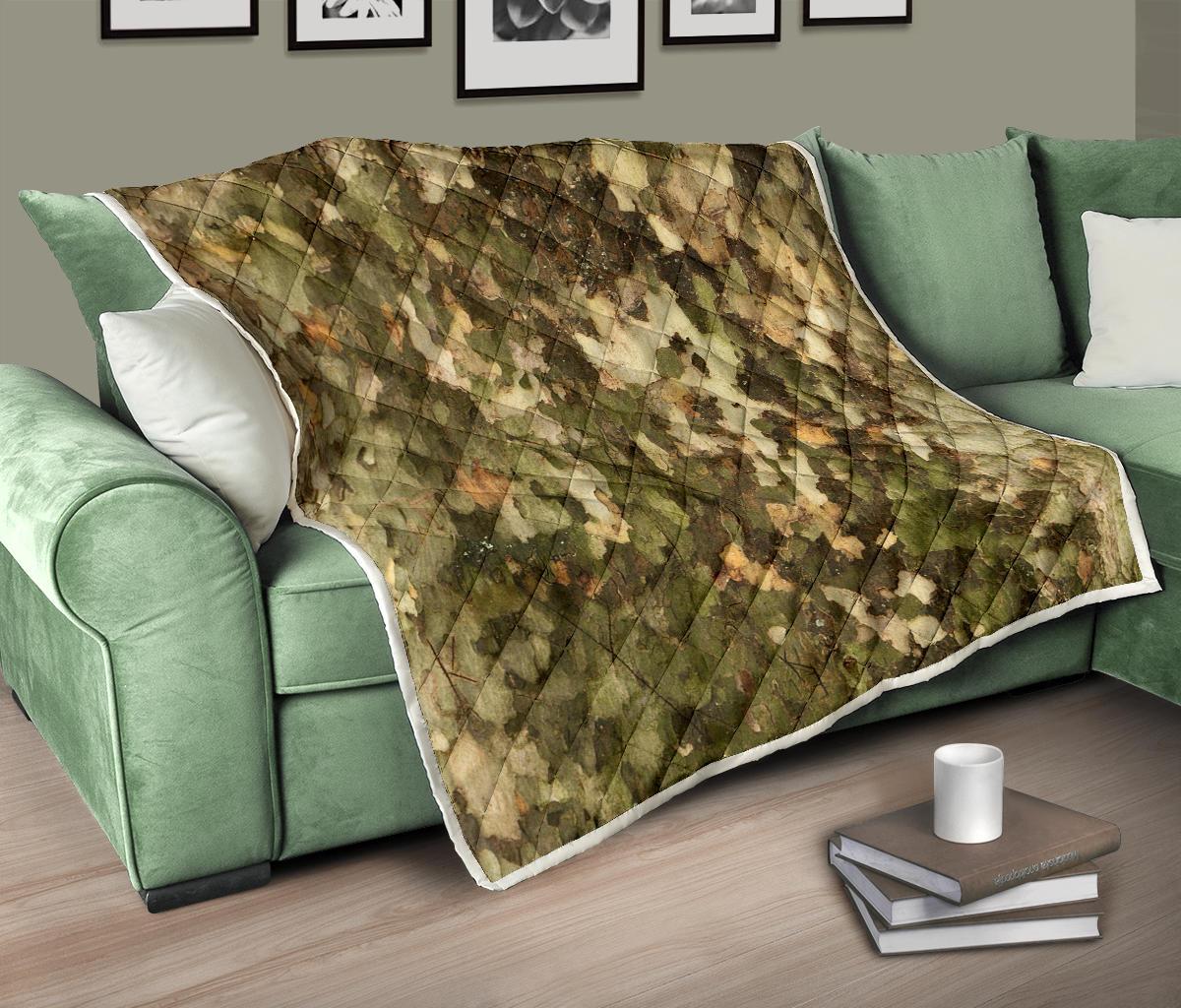 Camo Realistic Tree Texture Print Premium Quilt-JTAMIGO.COM