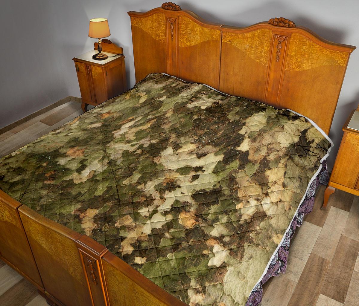 Camo Realistic Tree Texture Print Premium Quilt-JTAMIGO.COM
