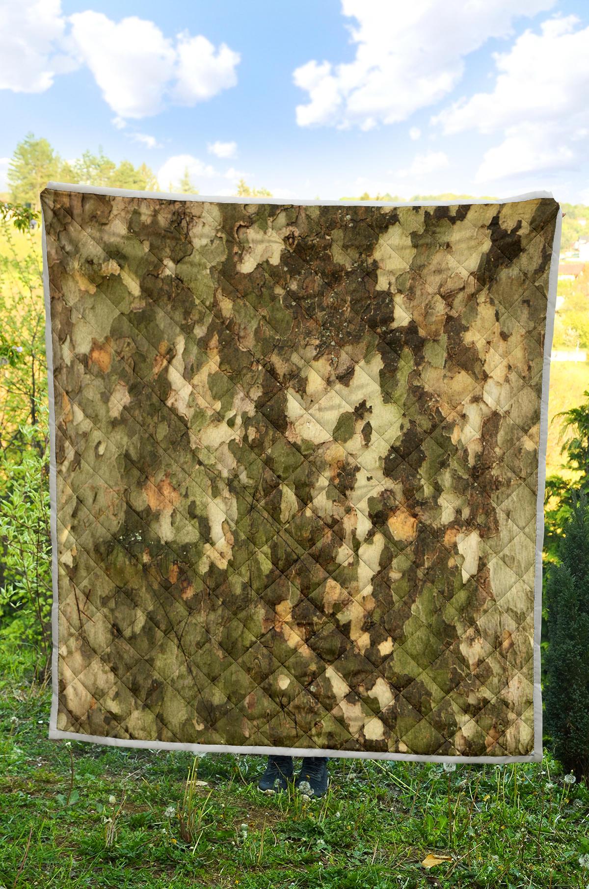 Camo Realistic Tree Texture Print Premium Quilt-JTAMIGO.COM