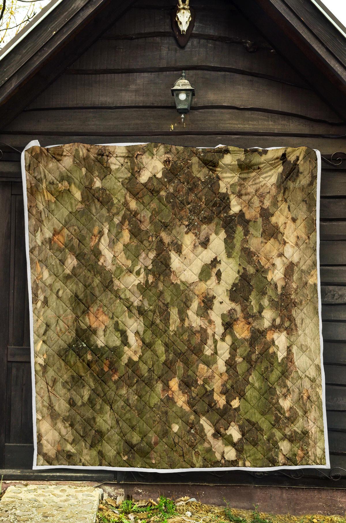 Camo Realistic Tree Texture Print Premium Quilt-JTAMIGO.COM