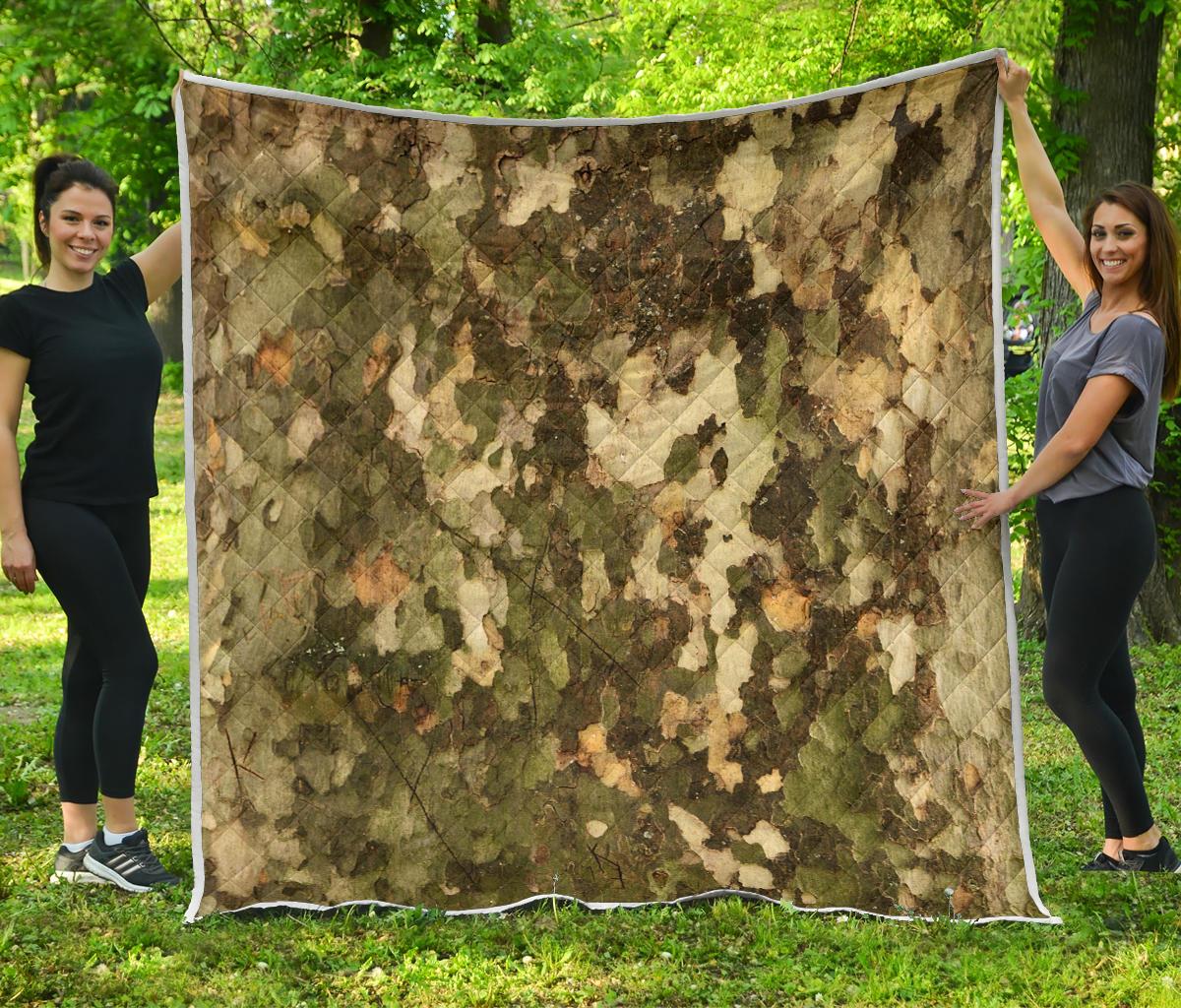 Camo Realistic Tree Texture Print Premium Quilt-JTAMIGO.COM