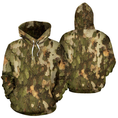 Camo Realistic Tree Texture Print Pullover Hoodie