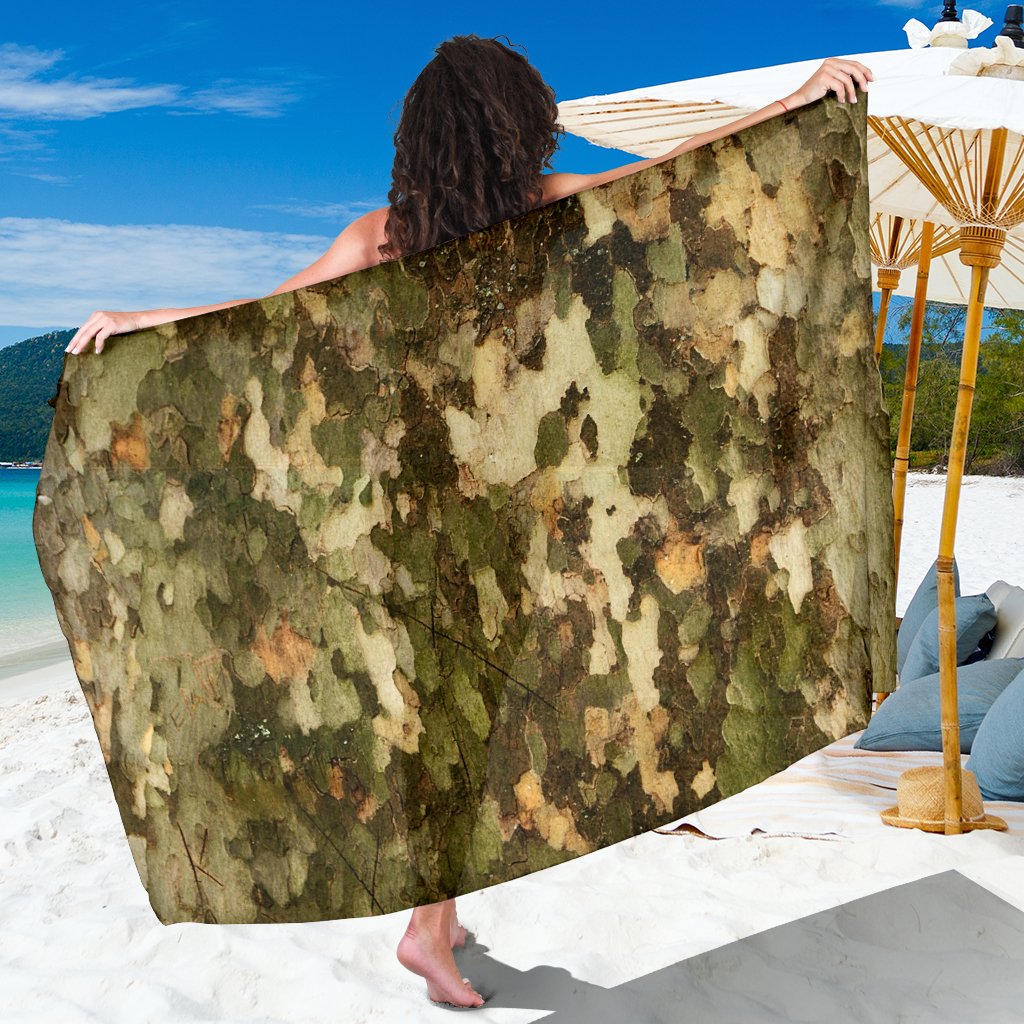 Camo Realistic Tree Texture Print Sarong Pareo Wrap