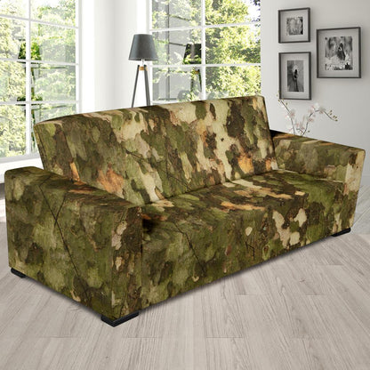 Camo Realistic Tree Texture Print Sofa Slipcover-JTAMIGO.COM
