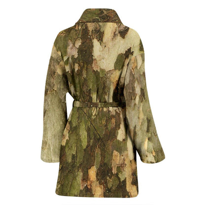 Camo Realistic Tree Texture Print Women Bath Robe-JTAMIGO.COM