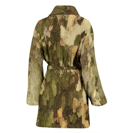 Camo Realistic Tree Texture Print Women Bath Robe-JTAMIGO.COM