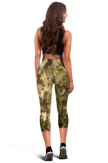 Camo Realistic Tree Texture Print Women Capris