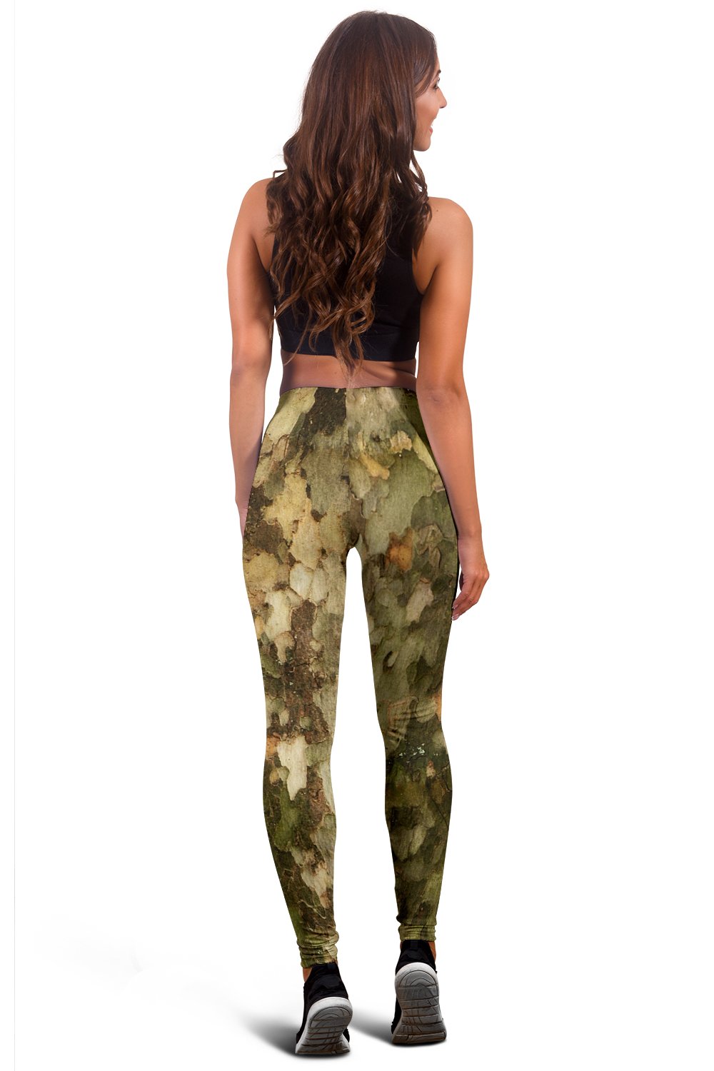 Camo Realistic Tree Texture Print Women Leggings