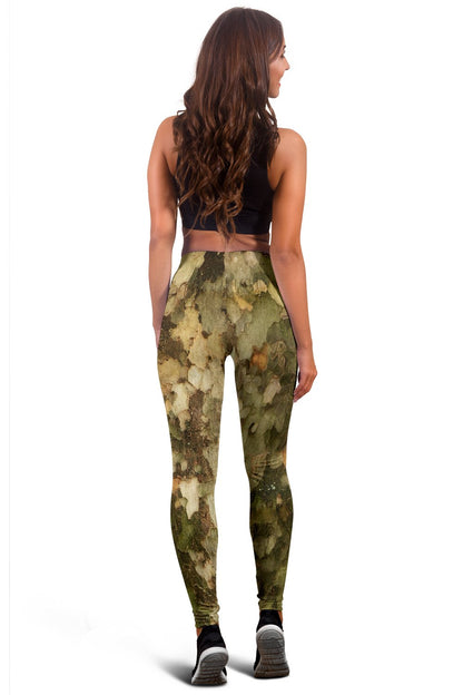 Camo Realistic Tree Texture Print Women Leggings