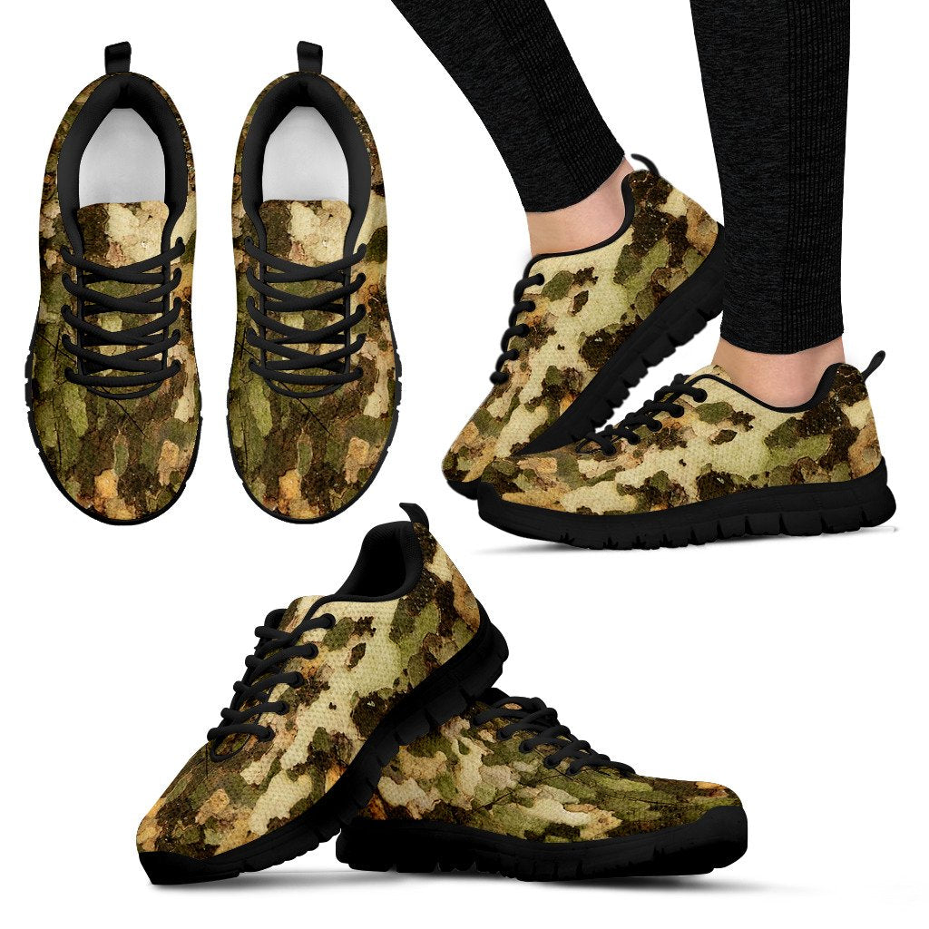 Camo Realistic Tree Texture Print Women Sneakers Shoes