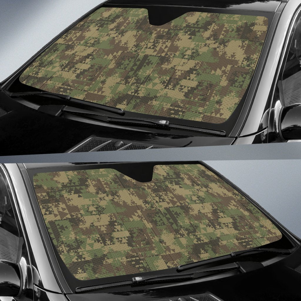 Camouflage Aztec Green Army Print Car Sun Shade For Windshield